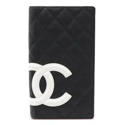 Pre-owned Chanel Cambon Black Pink White Long Wallet (bi-fold) () In Multi