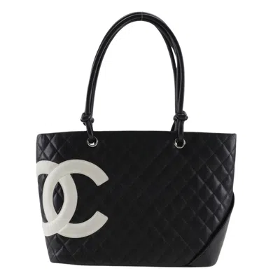 Pre-owned Chanel Cambon Black Pony-style Calfskin Tote Bag ()