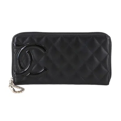 Pre-owned Chanel Cambon Cambon Ligne Long Wallet (bi-fold) () In Black