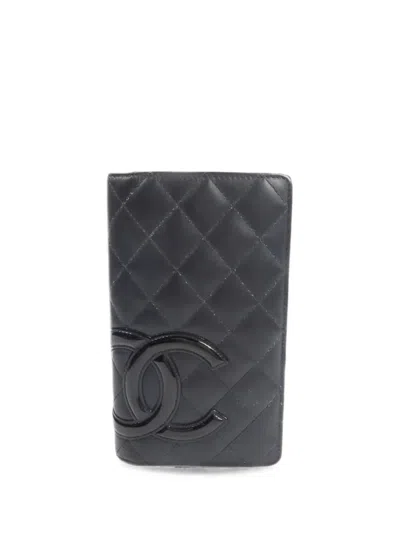 Pre-owned Chanel Cambon Cc Long Wallet In Black