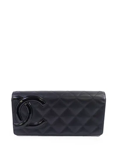 Pre-owned Chanel Cambon Cc Long Wallet In Black