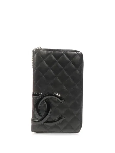 Pre-owned Chanel Cambon Cc Long Wallet In Black