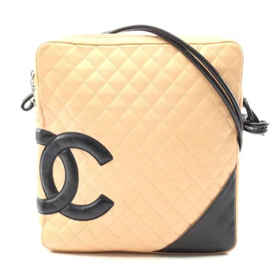 Pre-owned Chanel Cambon Large Pochette Shoulder Bag In Sand
