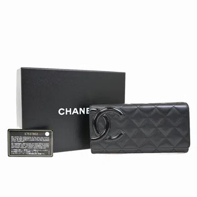 Pre-owned Chanel Cambon Leather Wallet () In Black