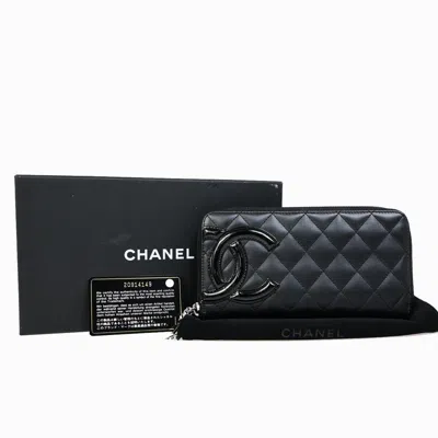 Pre-owned Chanel Cambon Leather Wallet () In Black