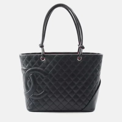Pre-owned Chanel Cambon Ligne Black Leather Tote Bag