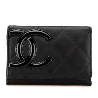 Pre-owned Chanel Cambon Ligne Business Card Case () In Black