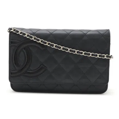 Pre-owned Chanel Cambon Ligne Chain/shoulder Wallet () In Black
