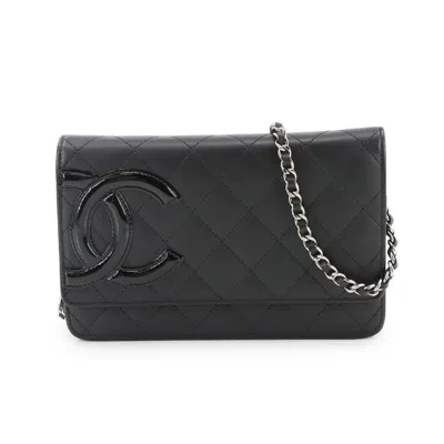 Pre-owned Chanel Cambon Ligne Chain/shoulder Wallet () In Black