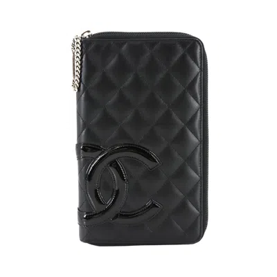 Pre-owned Chanel Cambon Ligne Long Wallet (bi-fold) () In Black