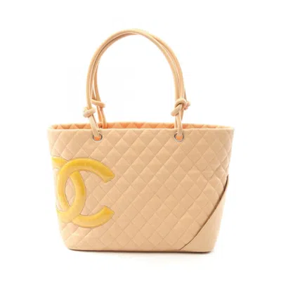 Pre-owned Chanel Cambon Ligne Tote Bag () In Sand