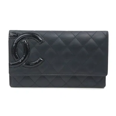 Pre-owned Chanel Cambon Ligne Wallet (tri-fold) () In Black