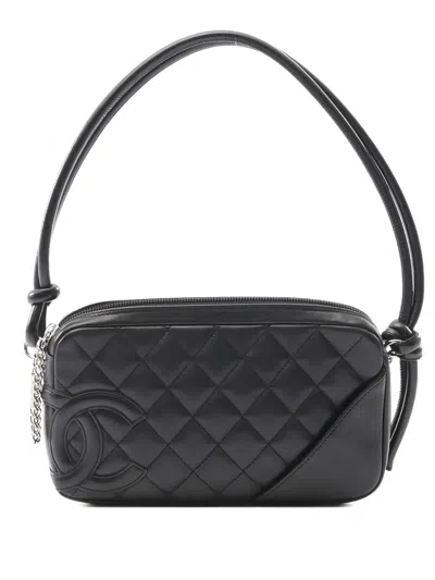 Pre-owned Chanel Cambon-line Accessory Pouch Handbag In Black