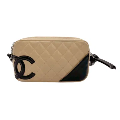 Pre-owned Chanel Cambon Line Beige Leather Clutch Bag ()