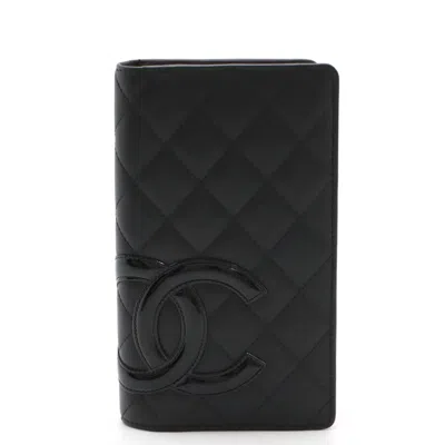 Pre-owned Chanel Cambon Line Bifold Wallet Black