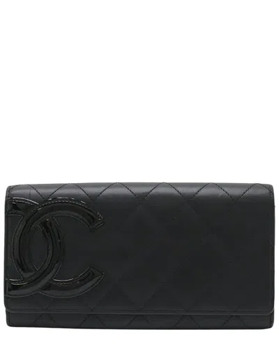 Pre-owned Chanel Cambon Line Bifold Wallet Black Pink (authentic Pre-loved)
