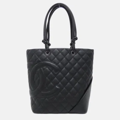 Pre-owned Chanel Cambon Line Black Calf Leather Handbag