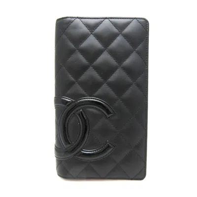 Pre-owned Chanel Cambon Line Black Leather Wallet  ()