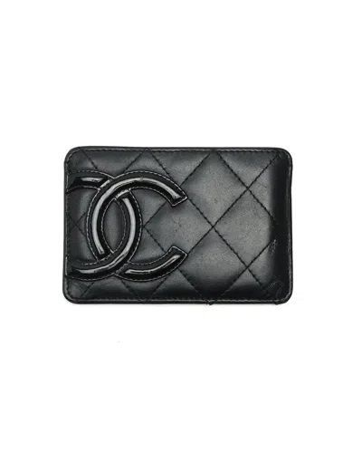 Pre-owned Chanel Cambon Line Card Holder In Black