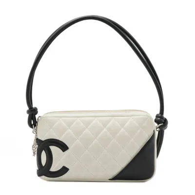 Pre-owned Chanel Cambon Line Coco Mark Shoulder Bag In White