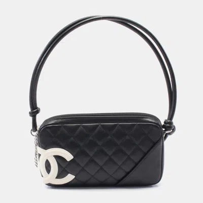 Pre-owned Chanel Cambon Line Handbag Leather Black White Cc Coco