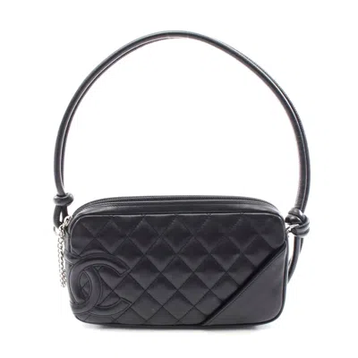 Pre-owned Chanel Cambon Line Lambskin Handbag In Black