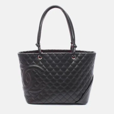 Pre-owned Chanel Cambon Line Large Coco Cc Black Lambskin Tote Bag