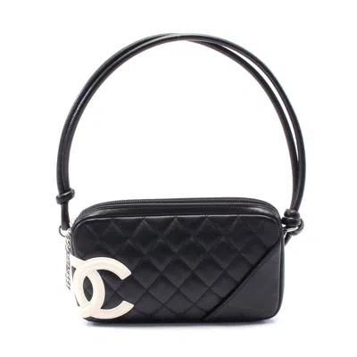 Pre-owned Chanel Cambon Line Leather Handbag In Black