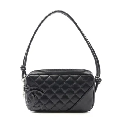 Pre-owned Chanel Cambon Line Leather Handbag In Black