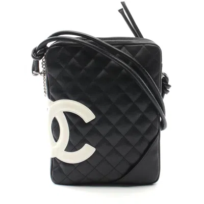 Pre-owned Chanel Cambon Line Leather Shoulder Bag In Black