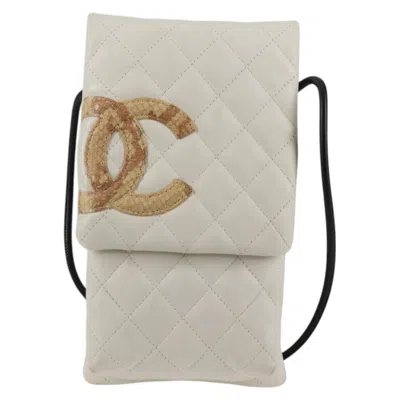 Pre-owned Chanel Cambon Line Leather Shoulder Bag () In White