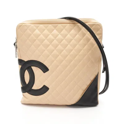 Pre-owned Chanel Cambon Line Leather Shoulder Bag In Sand