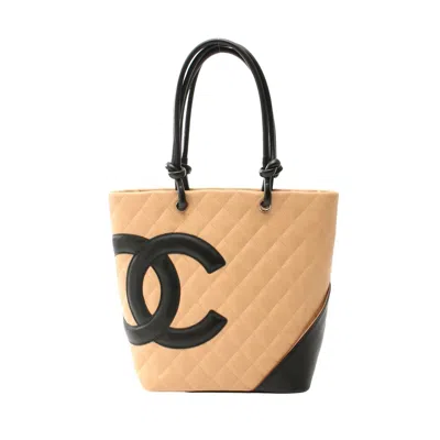 Pre-owned Chanel Cambon Line Medium Tote Bag In Sand