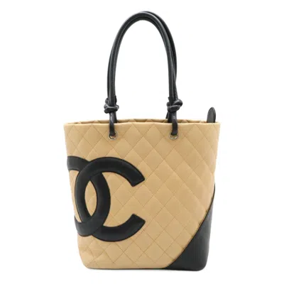 Pre-owned Chanel Cambon Line Medium Tote Bag In Sand