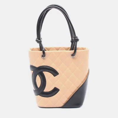 Pre-owned Chanel Cambon Line Small Tote Bag Leather Pink And Black
