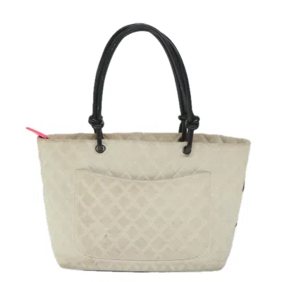 Pre-owned Chanel Cambon Line White Leather Tote Bag ()