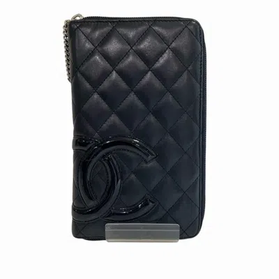 Pre-owned Chanel Cambon Pink Leather Long Wallet (bi-fold) () In Multi