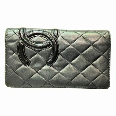 Pre-owned Chanel Cambon Pink Leather Long Wallet (bi-fold) () In Multi