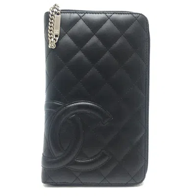 Pre-owned Chanel Cambon Pink Leather Long Wallet (bi-fold) () In Multi