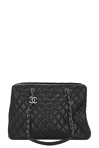 Pre-owned Chanel Cambon Quilted Caviar Tote Bag In Black