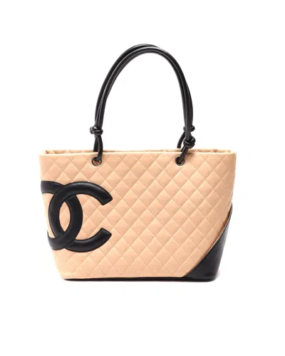 Pre-owned Chanel Cambon Tote Bag In Sand
