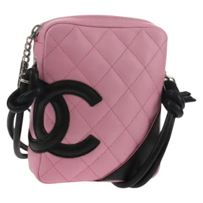 Pre-owned Chanel Cambon Zip Pouch Quilted Leather Leather Clutche & Pouche Bag () In Pink