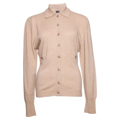 Pre-owned Chanel , Camel Cashmere Cardigan. In Brown