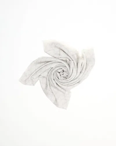 Pre-owned Chanel Camelia Cashmere Silk Scarf In Gray
