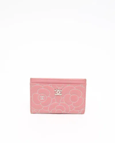 Pre-owned Chanel Camelia Leather Card Holder