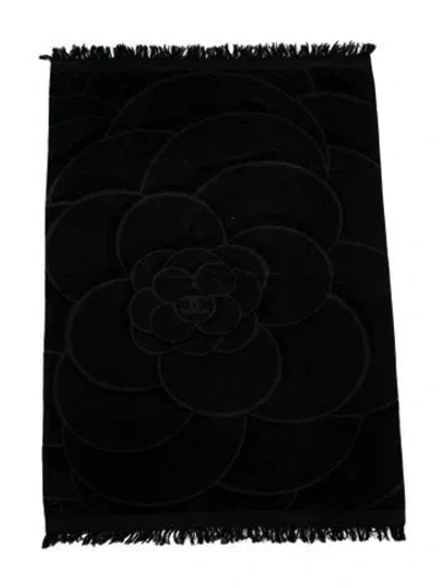 Pre-owned Chanel Camellia Beach Towel In Black