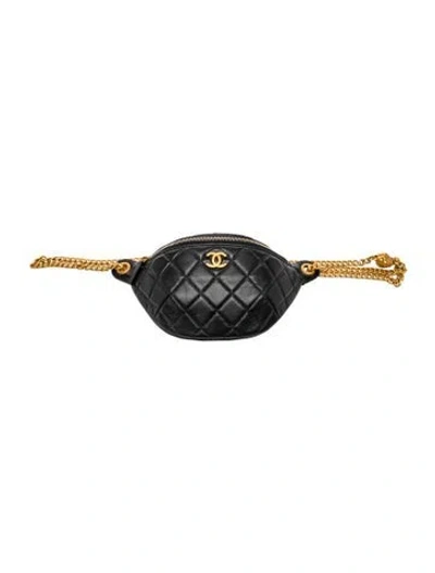 Pre-owned Chanel Camellia Belt Bag In Black