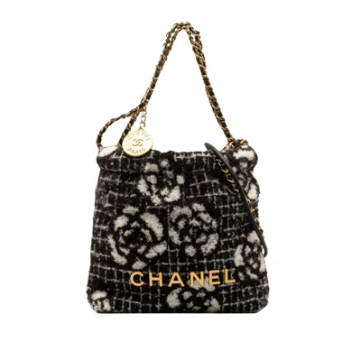 Pre-owned Chanel Camellia Black Cotton Shoulder Bag ()
