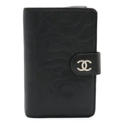 Pre-owned Chanel Camellia Black Wallet (bi-fold) ()