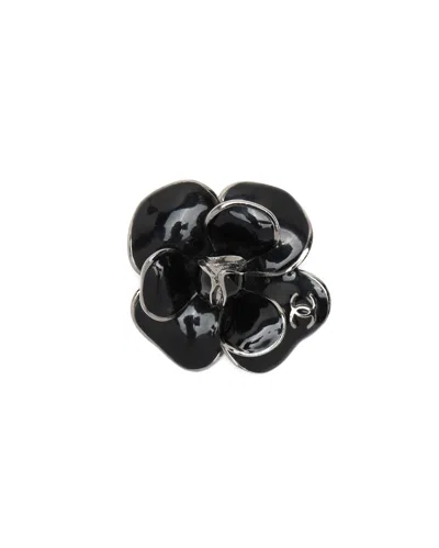 Pre-owned Chanel Camellia Brooch In Black